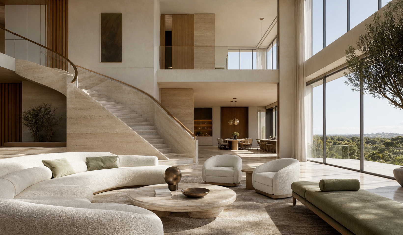 Refined double-height residence interior