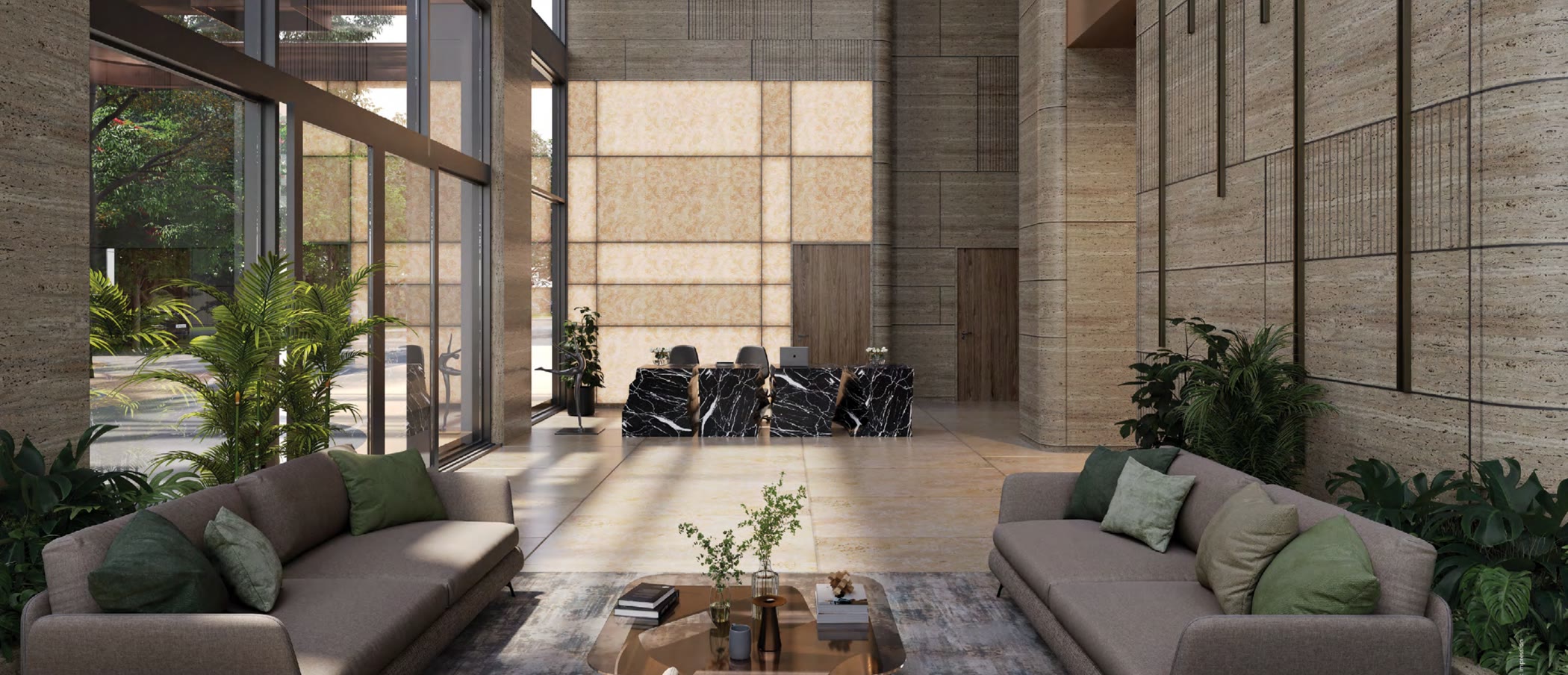 Grand arrival lobby at Gaur Chrysalis
